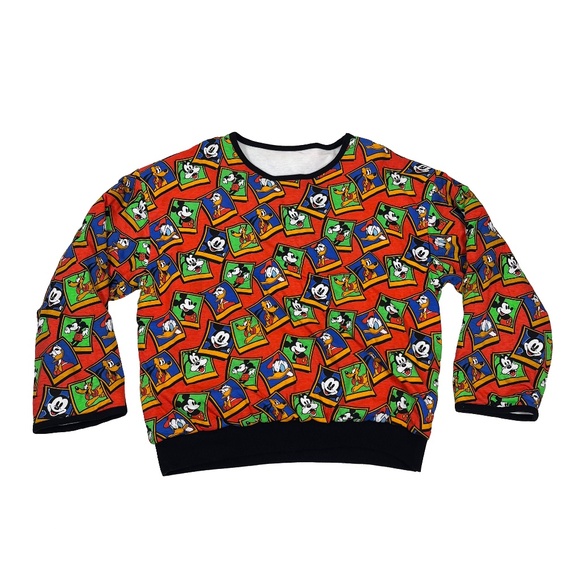 Vintage 80's Mickey & Co Disney Striped Goofy Sweatshirt Reversible - Picture 5 of 6